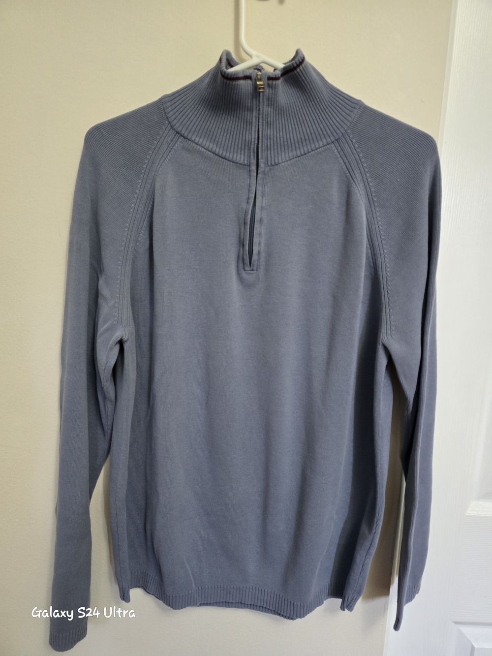 Boss Men's Half-Zip Sweater in Dusty Blue